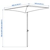 TVETÖ Parasol, tilting/grey-beige white, 180x145 cm