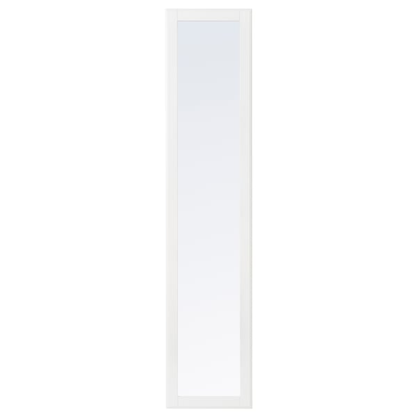 TYSSEDAL Door with hinges, white/mirror glass, 50x229 cm