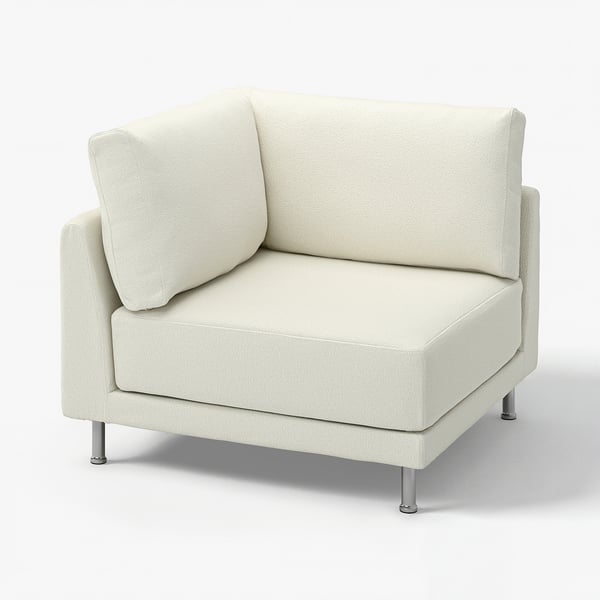 UPPÅKRA cream armchair, bouclé fabric, modern design, four metal legs.