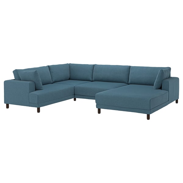 UPPÅKRA U-shaped sofa, 4,5-seat, with chaise longue, right/Axvall dark grey-blue