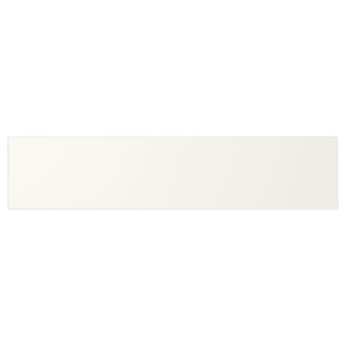 A UTRUSTA drawer front in white, made of fibreboard with an acrylic paint finish, designed for smooth storage and uniform look.