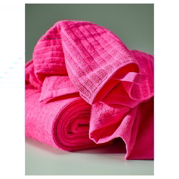 VÅGSJÖN Hand towel, bright pink, 40x70 cm