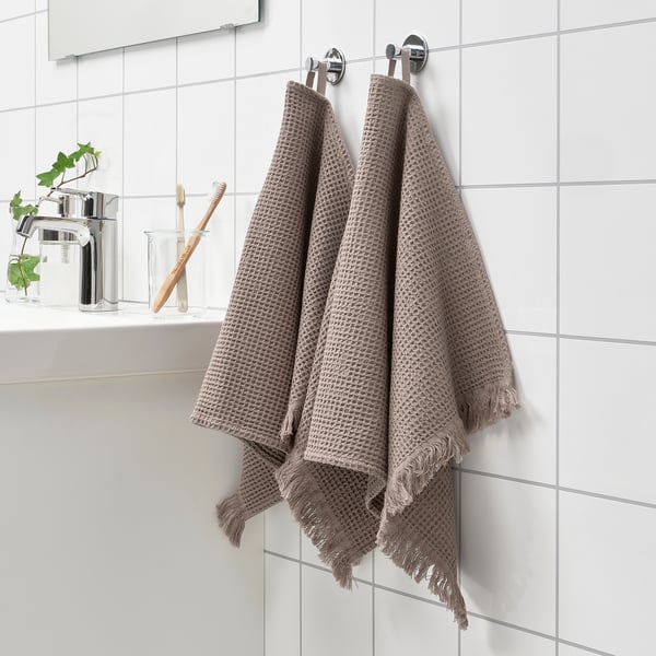 VALLASÅN Hand towel, light grey/brown, 40x70 cm