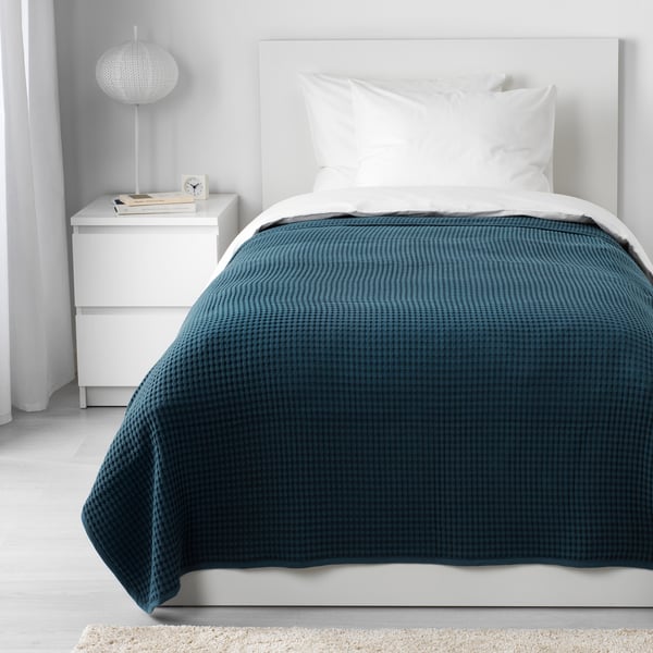 VÅRELD Bedspread, dark blue, 150x250 cm