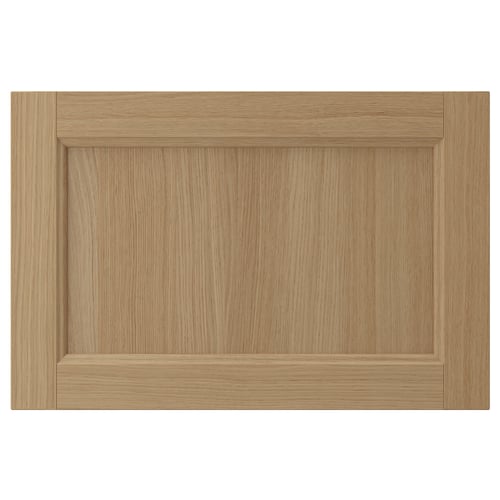 VEDHAMN natural oak wood kitchen cabinet door. Solid oak frame, veneer panel. Rectangle shape. Classic design.
