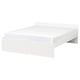 A white VIHALS bed frame with a minimalist design, suitable for adding storage or a trundle bed. It clean lines and a sturdy, rectangular shape.