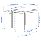 VIHALS Extendable table, white, 84/120x74 cm