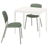 VIHALS / VIHALS Table and 2 chairs, white/green Tibbleby grey-green, 84/120x74 cm