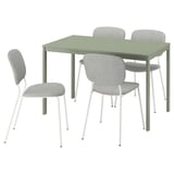VIHALS / VIHALS Table and 4 chairs, green/white Tibbleby beige-grey, 120/180x74 cm