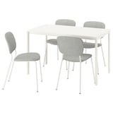 VIHALS / VIHALS Table and 4 chairs, white white/white Tibbleby beige-grey, 125x74 cm