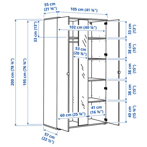 Illustration with measurements for the product: VIHALS.