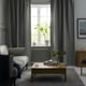 VILBORG room darkening curtains, 1 pair, with heading tape/grey ...