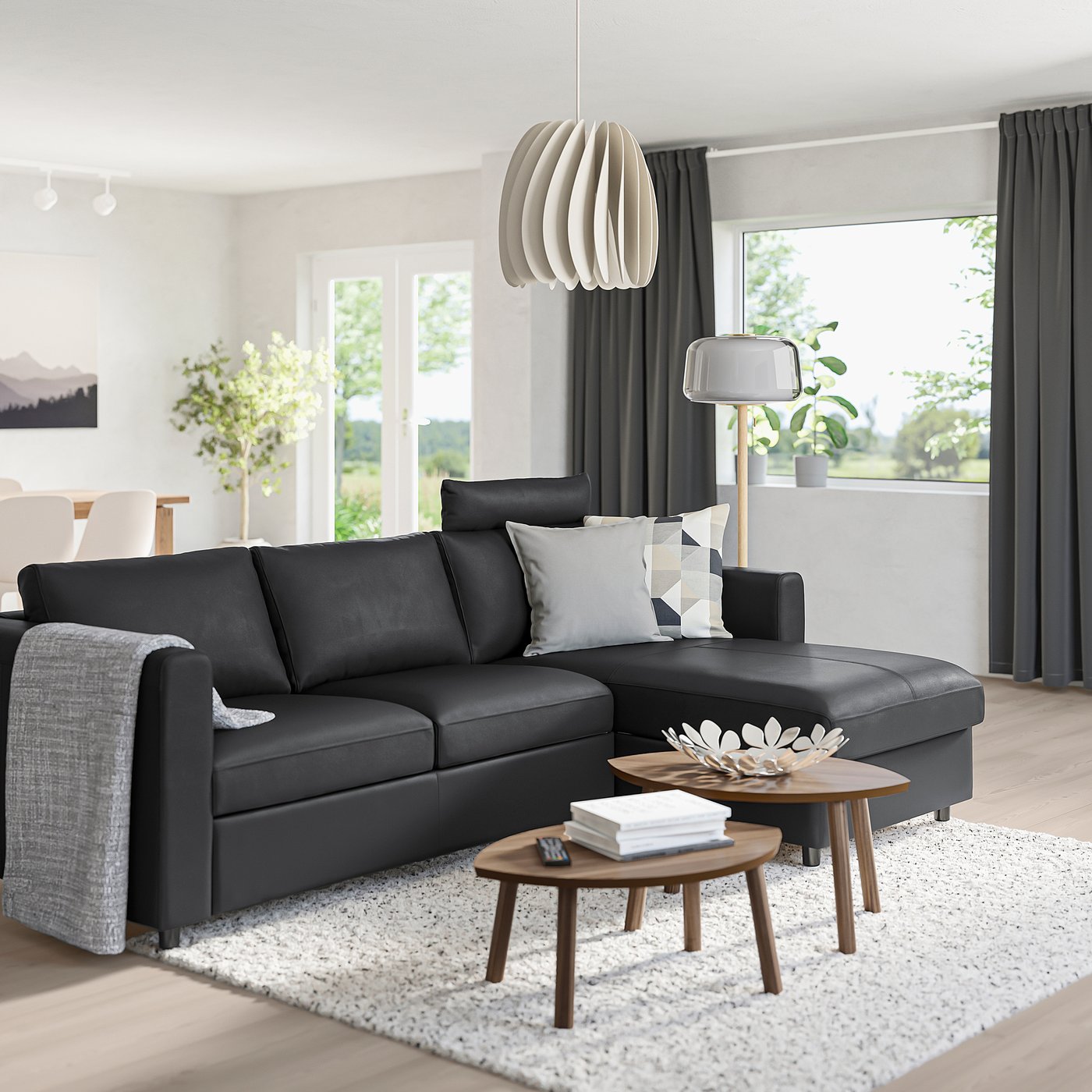 VIMLE 3-seat sofa, with chaise longue with headrest/Grann/Bomstad