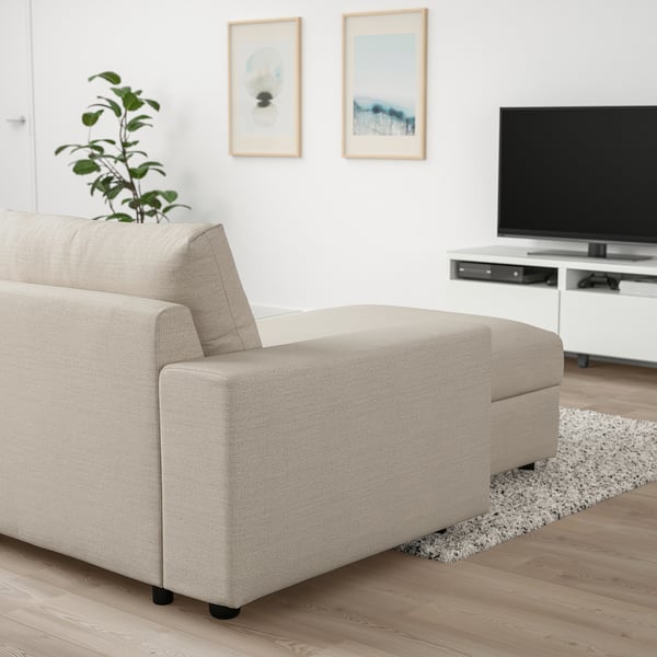 VIMLE sofá de 4 plazas con chaiselongue, con reposabrazos anchos/Hallarp  gris - IKEA