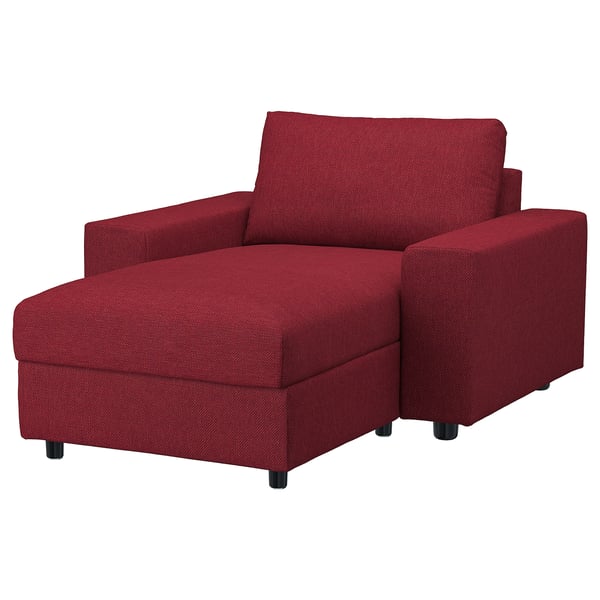 VIMLE Chaise longue, with wide armrests/Lejde red/brown