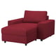 VIMLE Chaise longue, with wide armrests/Lejde red/brown