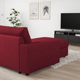 VIMLE Chaise longue, with wide armrests/Lejde red/brown