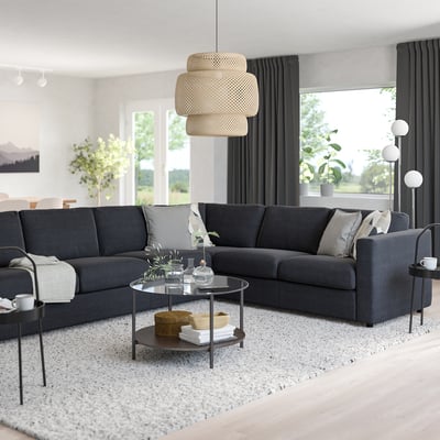 VIMLE Corner sofa, 5-seat, Saxemara black-blue