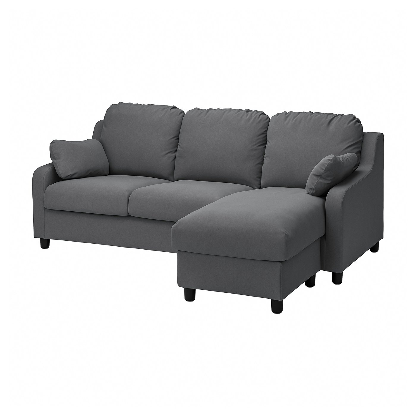 VINLIDEN 3-seat sofa with chaise longue, Hakebo dark grey - IKEA