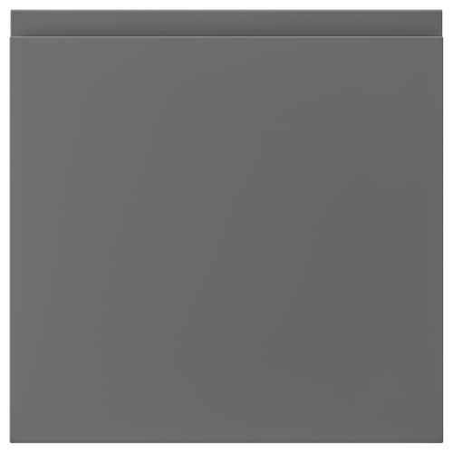 VOXTORP grey kitchen drawer, minimalist design with integrated handles.