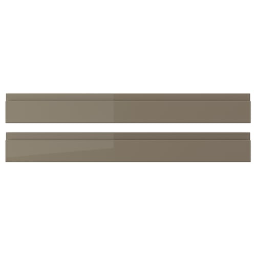VOXTORP drawer fronts, dark grey-brown, high gloss, sleek design, with integrated handles, easy-care finish.