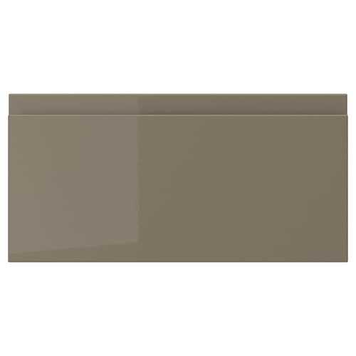 VOXTORP drawer front, dark grey-brown, glossy finish; sleek, modern design with integrated handle.