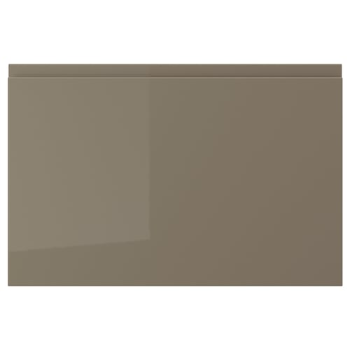 VOXTORP drawer front, dark grey-brown, sleek, glossy, rectangle, smooth edges.