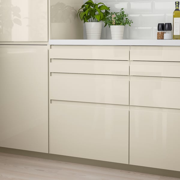 VOXTORP Drawer front, high-gloss light beige, 80x40 cm