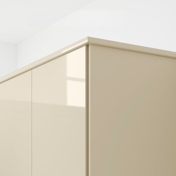 VOXTORP Rounded deco strip/moulding, high-gloss light beige, 221 cm