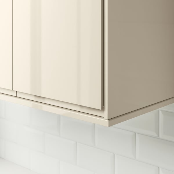 VOXTORP Rounded deco strip/moulding, high-gloss light beige, 221 cm
