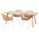 YPPERLIG / NILSOVE Table and 4 chairs, ash/rattan white, 200x90 cm