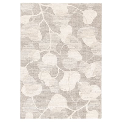 ÄLSKEGRAS Rug, low pile, gray beige/leaf pattern, 160x230 cm