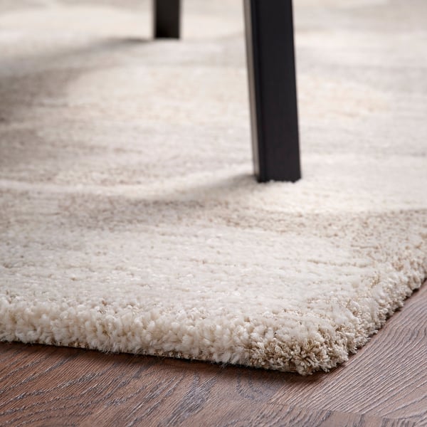 ÄLSKEGRAS Rug, low pile, gray beige/leaf pattern, 160x230 cm