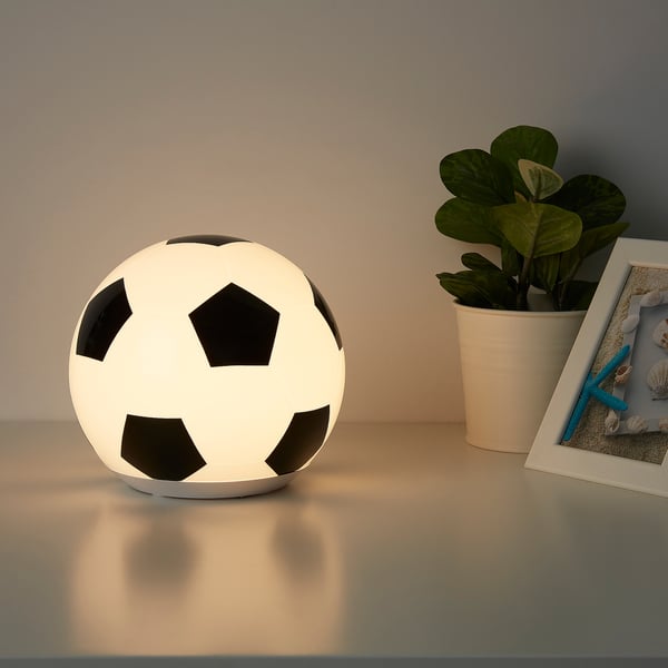 ÄNGARNA LED table lamp, football pattern battery operated