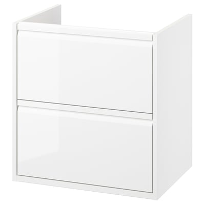 ÄNGSJÖN Bathroom vanity with drawers, high gloss white, 60x48x63 cm