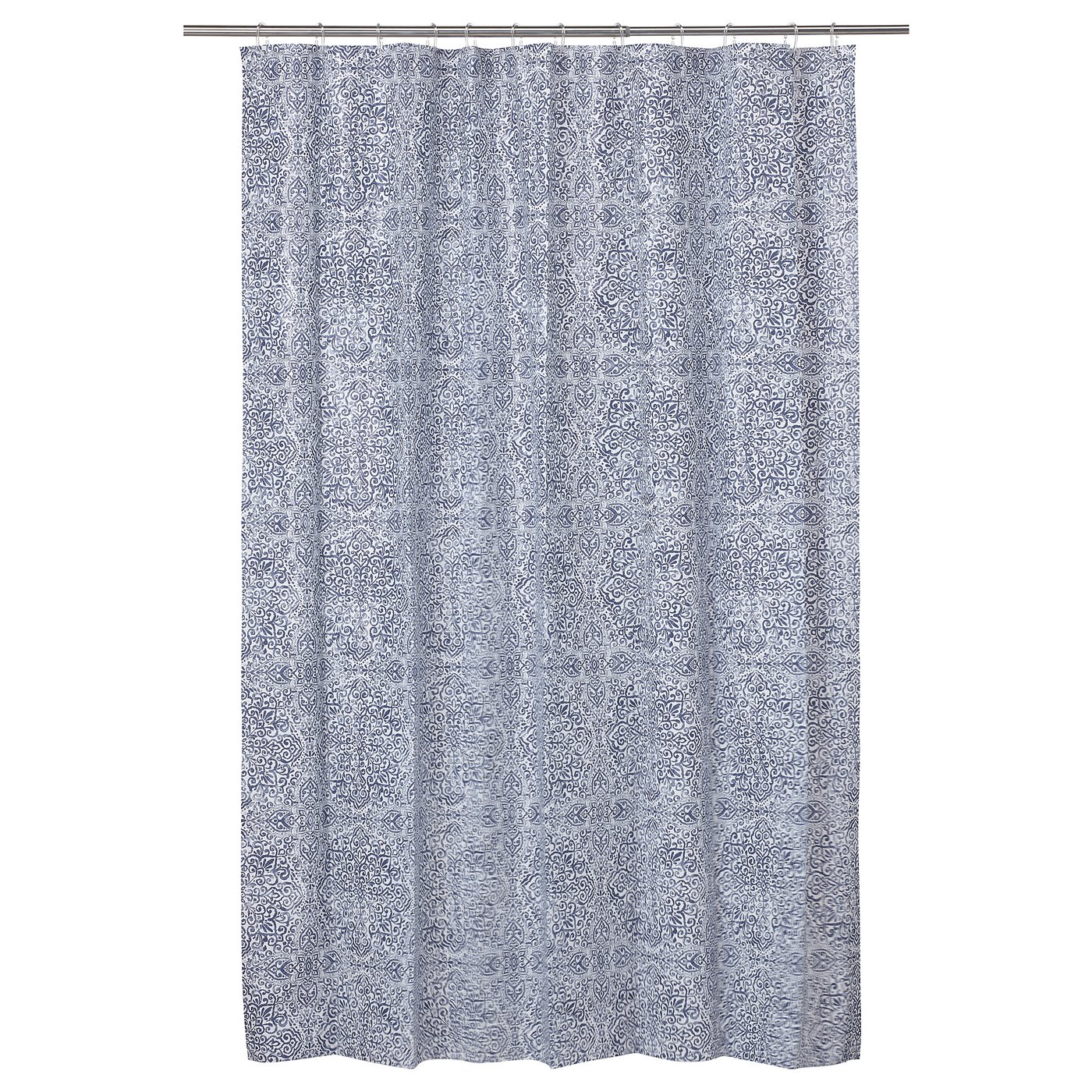 ÄNGSKLOCKA shower curtain, white/blue, 180x200 cm (71x79") IKEA