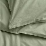 ÄNGSLILJA Comforter cover and pillowcase, gray-green, 150x200/50x80 cm