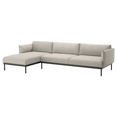 ÄPPLARYD Sectional, 4-seat with chaise, Lejde light gray