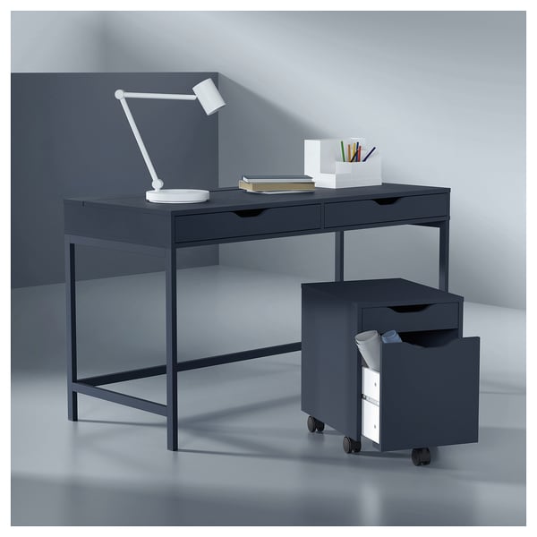 ALEX Desk, black-blue, 132x58 cm