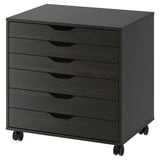 ALEX Drawer unit on casters, black-brown, 67x66 cm