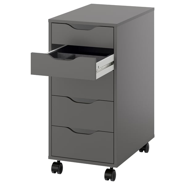 ALEX Drawer unit on casters, with insert dark gray/black, 36x76 cm