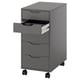 ALEX Drawer unit on casters, with insert dark gray/black, 36x76 cm