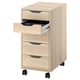 ALEX Drawer unit on casters, with insert white stained oak effect/black, 36x76 cm