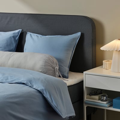 BÄRGLIM Bolster pillowcase, gray, 38x110 cm