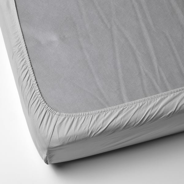 BÄRGLIM Fitted sheet, gray, 120x200 cm
