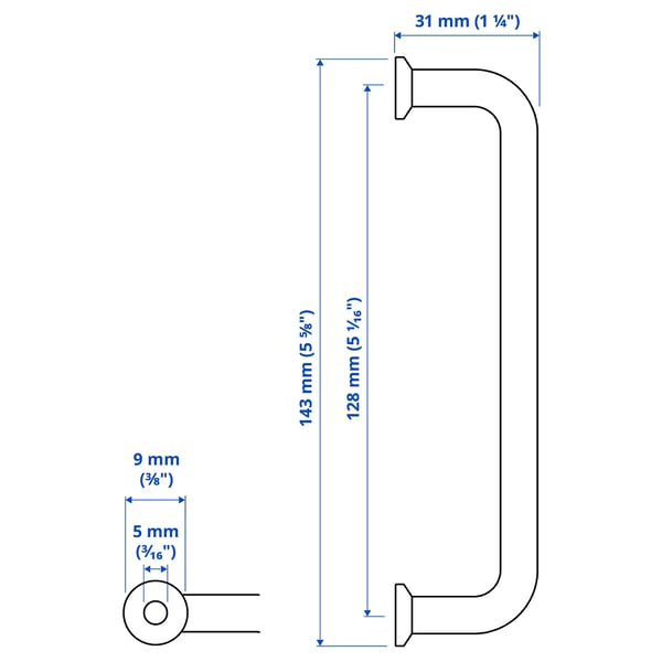 BAGGANÄS Handle, stainless steel, 143 mm