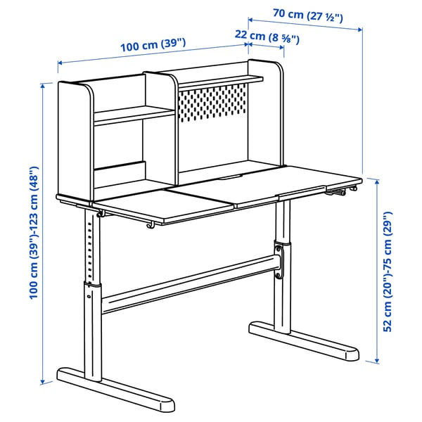 BERGLÄRKA / GUNRIK Children's desk+chair w armrests