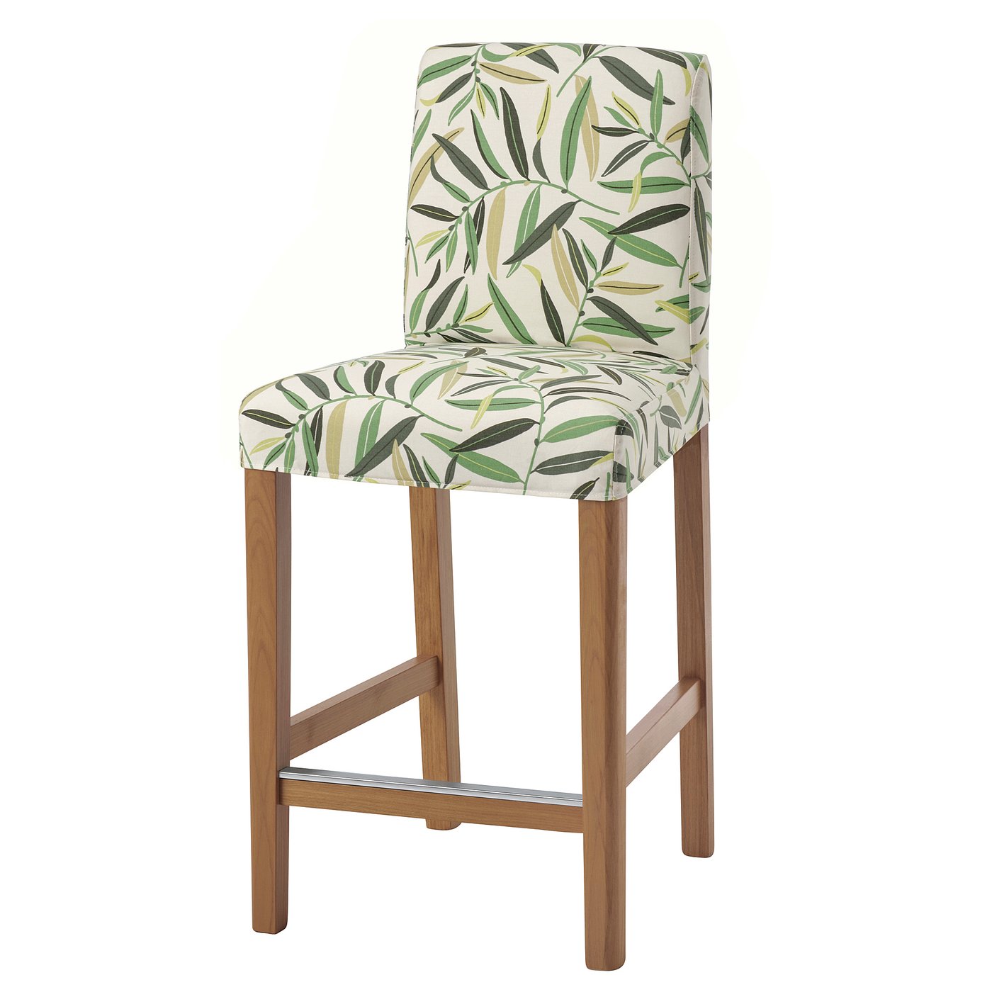 BERGMUND bar stool with backrest, oak effect/FÃ¥gelfors multicolor, 62 cm (243/8