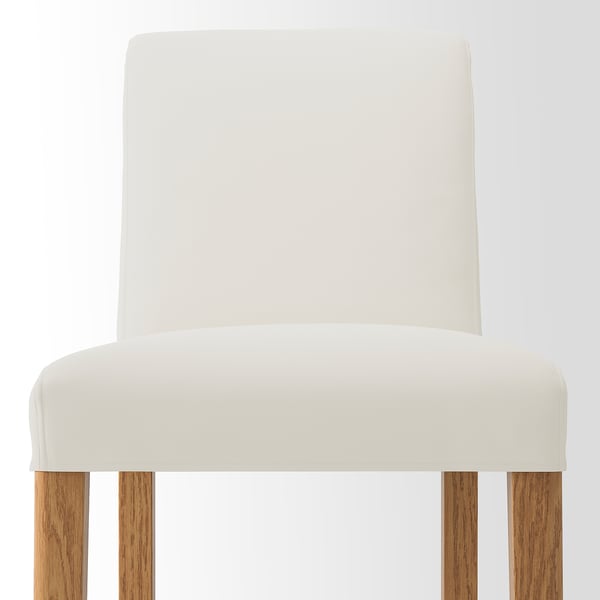 BERGMUND Bar stool with backrest, oak effect/Inseros white, 62 cm