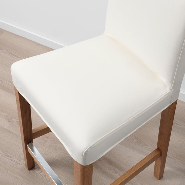 BERGMUND Bar stool with backrest, oak effect/Inseros white, 62 cm